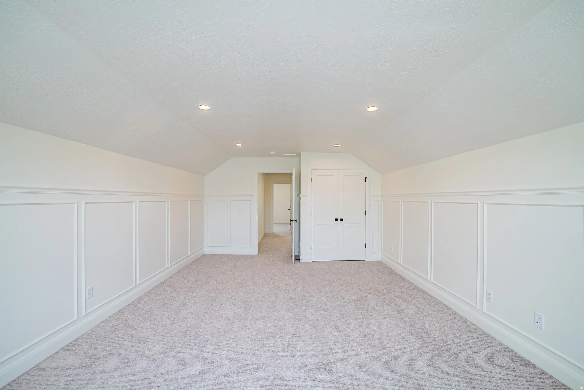 Sloped ceiling with recessed lighting