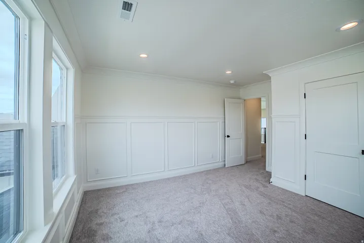 White panel molding with chair rail accenting walls