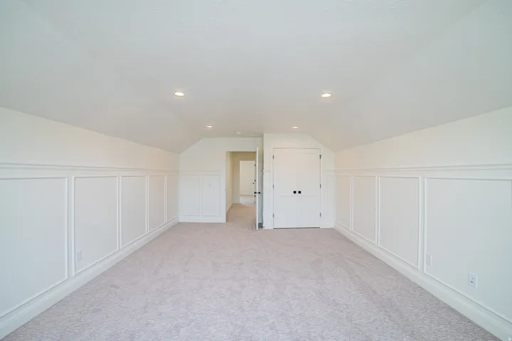 Sloped ceiling with recessed lighting
