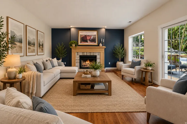 Hardwood-style flooring throughout the primary living area