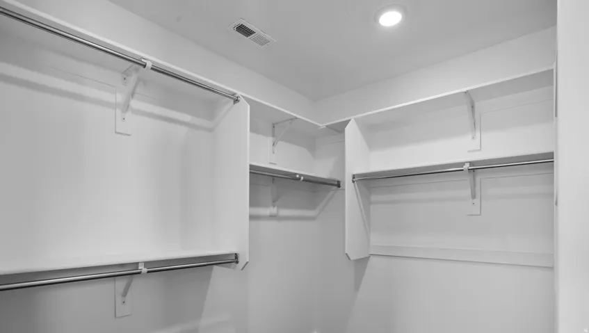 Integrated shelving and multiple chrome hanging rods