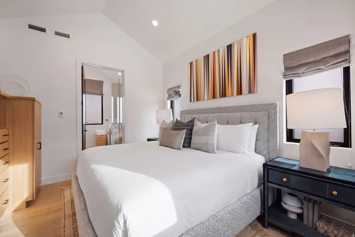 Vaulted ceilings and wood-finish flooring