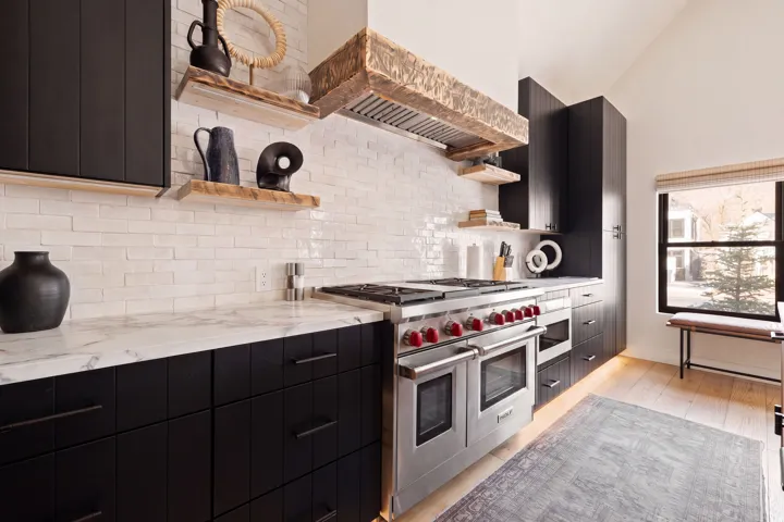 White brick-style backsplash