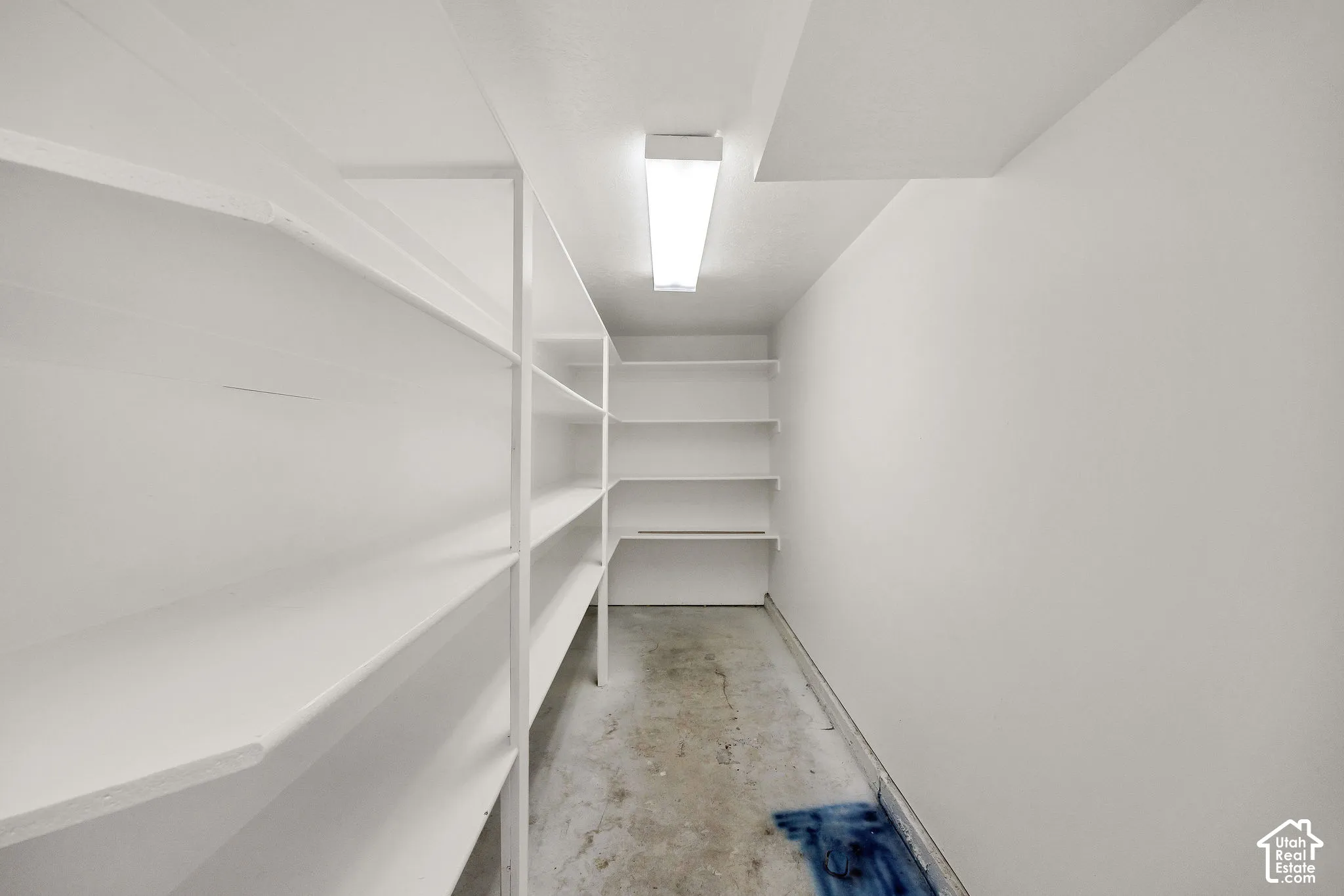 Integrated white shelving units