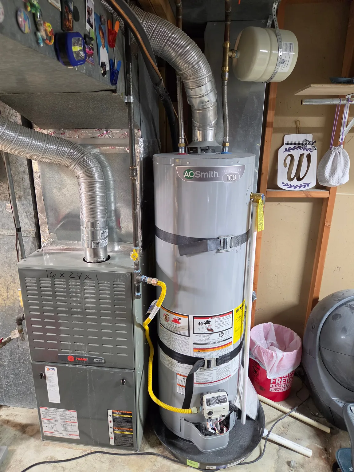 AO Smith hot water heater with expansion tank and Trane furnace