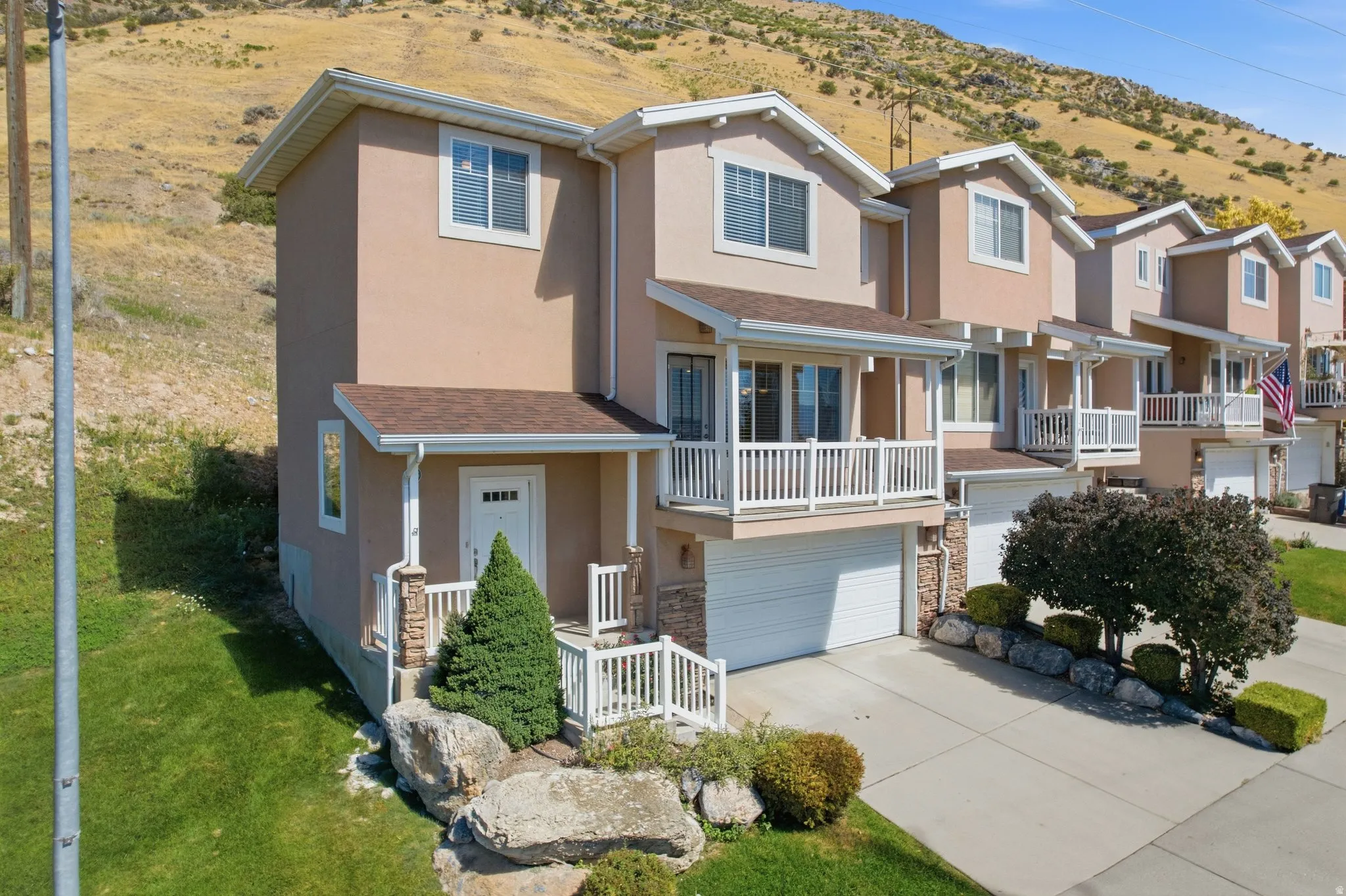 Stucco exterior with stone accents