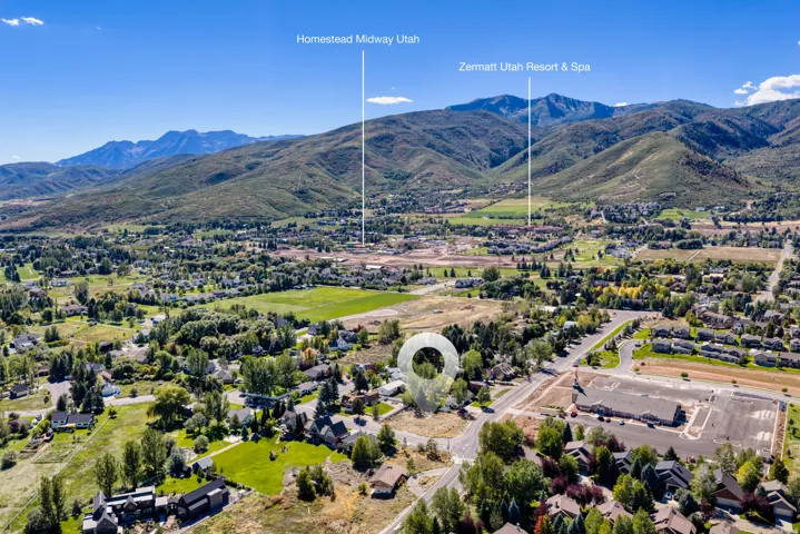 Mountainous backdrop with a valley setting