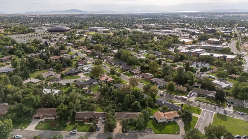Expansive residential area with mature trees and a structured street layout