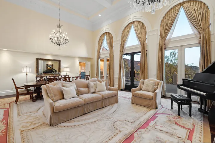 Soaring ceilings with intricate crown molding