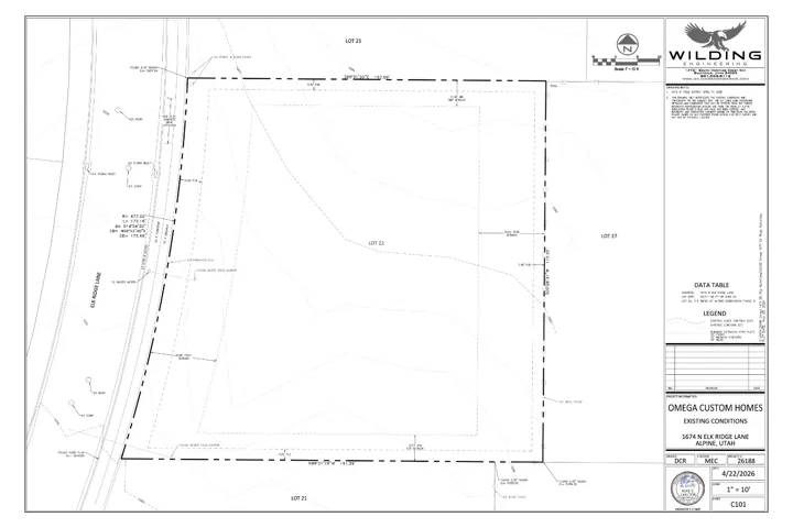 Survey Plan. Detailing the property boundaries, existing conditions, and surrounding lots