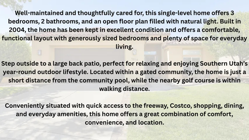 Property Listing Description. Outlining the property's features, interior specifications, exterior attributes, and proximity to local amenities