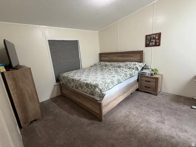 Wall-to-wall carpeting with light-toned wall paneling