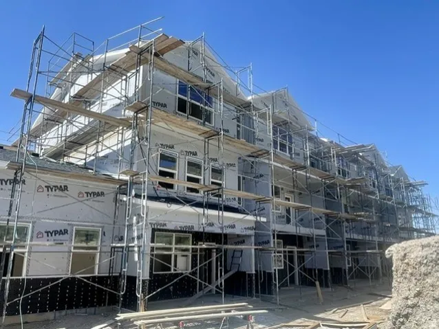 Craftsman-style exterior to be finished in stone and cement board siding.