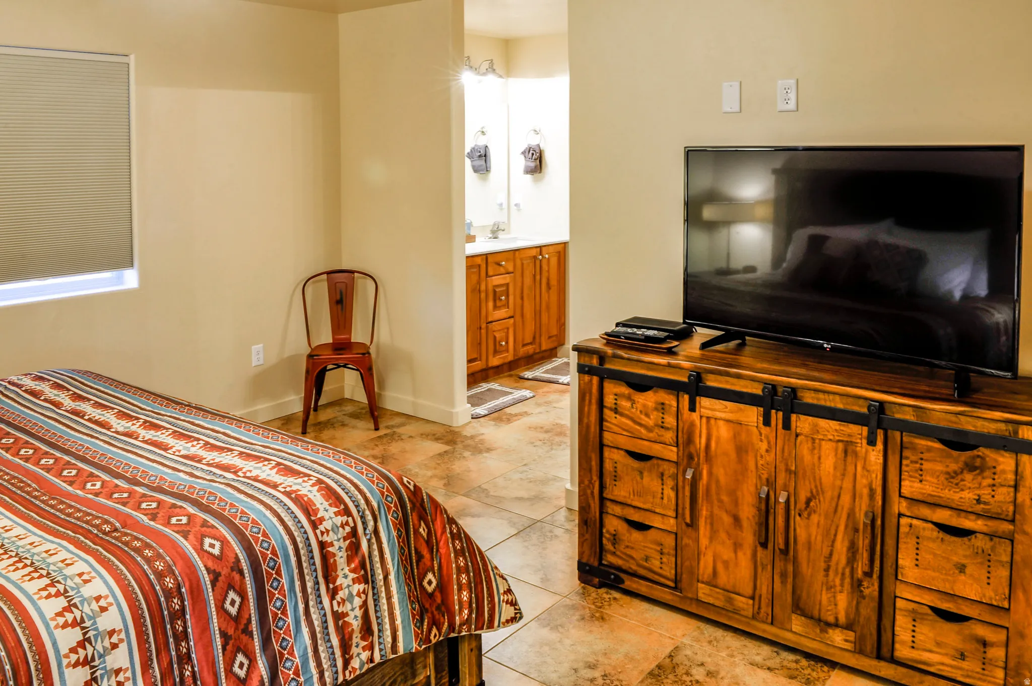 Tile flooring throughout