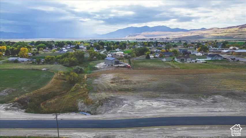 Expansive lot featuring open terrain, mature trees, and mountainous horizons