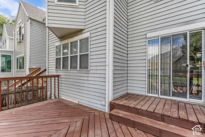 Redwook deck featuring sliding glass door access