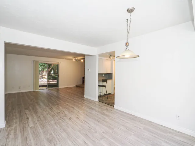Recessed lighting, wood-finish flooring, sliding glass door, pendant light, built-in cabinetry