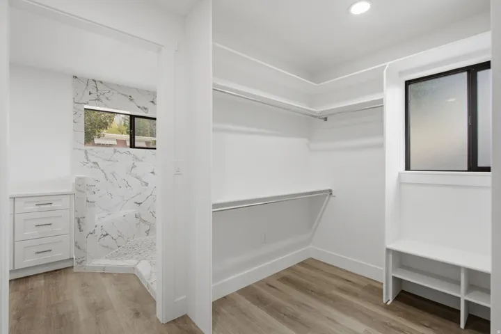 Both recessed lighting and a window for natural light