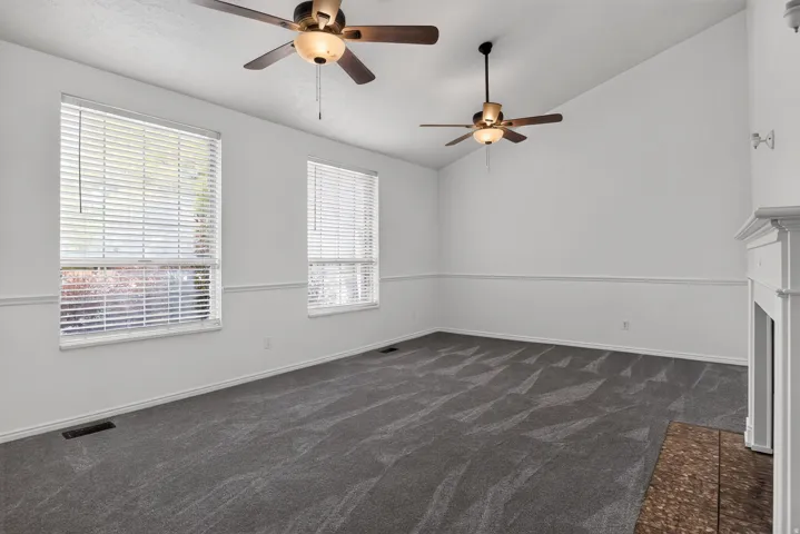 Large living room with vaulted ceilings!