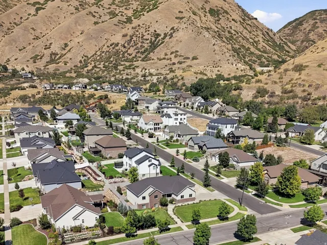 Residential neighborhood featuring varied architectural styles and mature landscaping