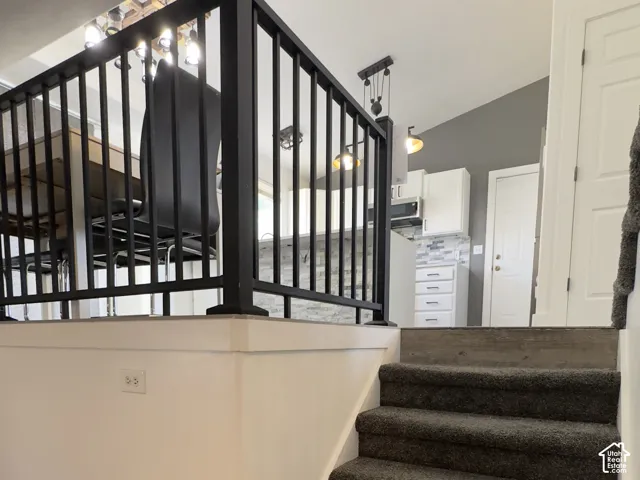 Multi level Stairs, from family room to kitchen.