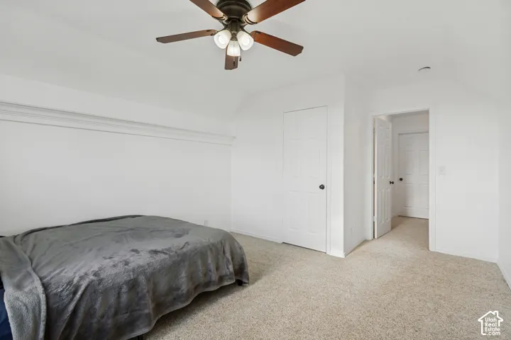 Angled ceiling with a ceiling fan