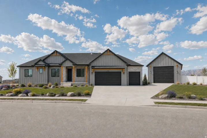 Modern farmhouse exterior with board and batten siding