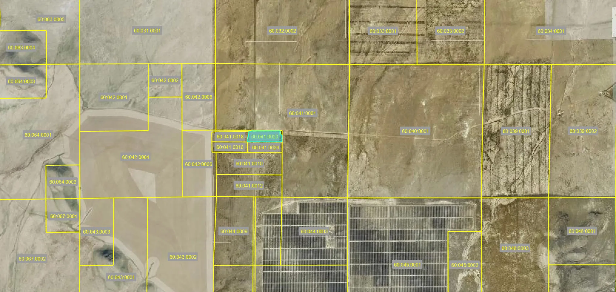 Parcel Map. Displaying an aerial view of land divisions and identifying the property
