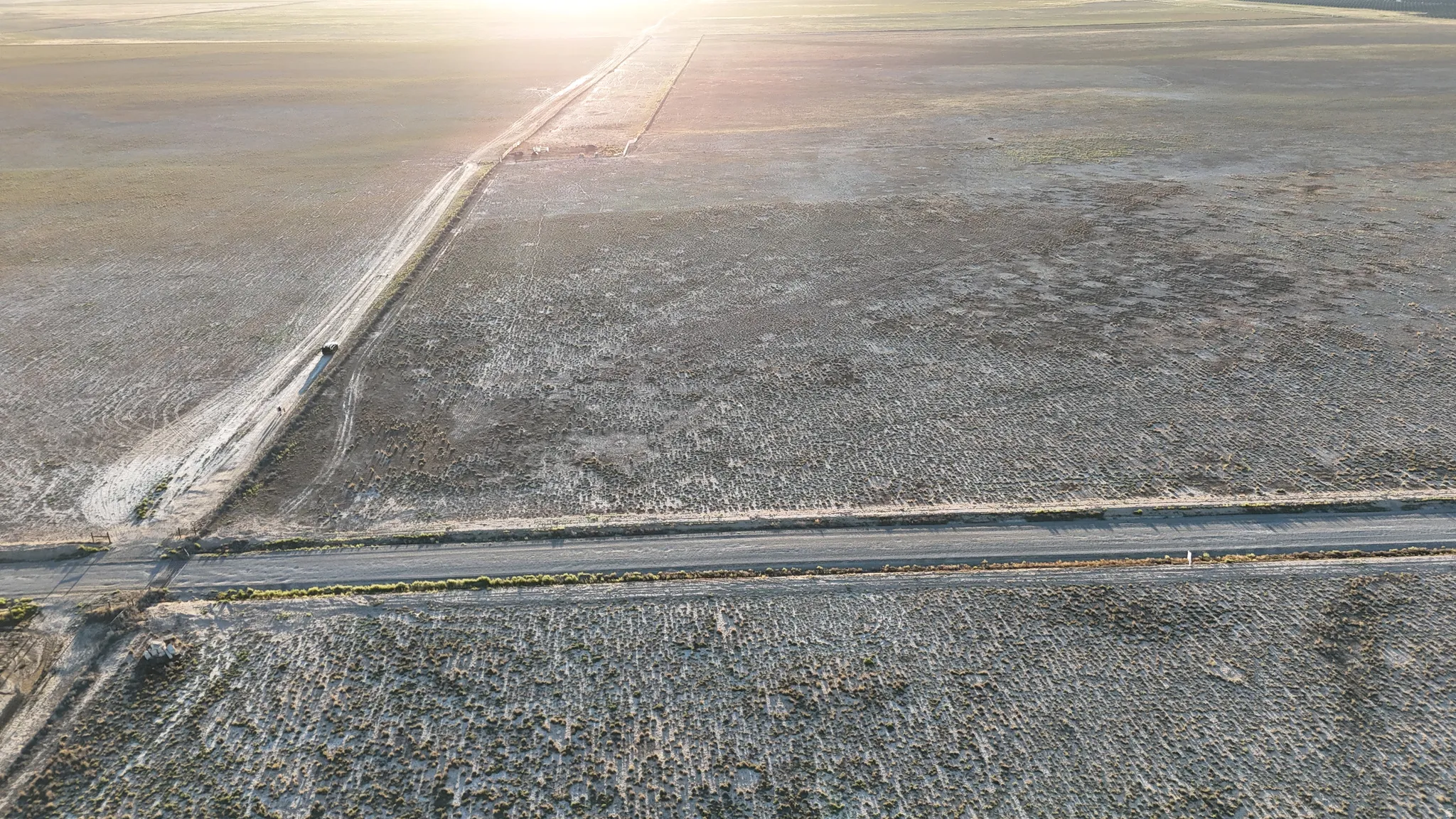 Expansive land parcel with a visible road network
