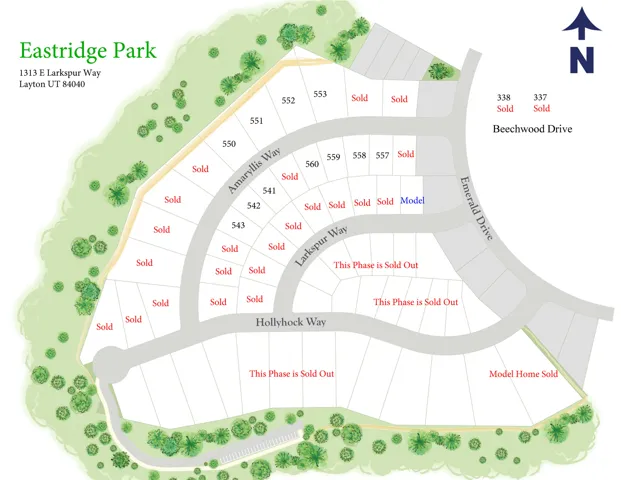 Site Plan. Illustrating the layout of lots within a development, including sold and available properties