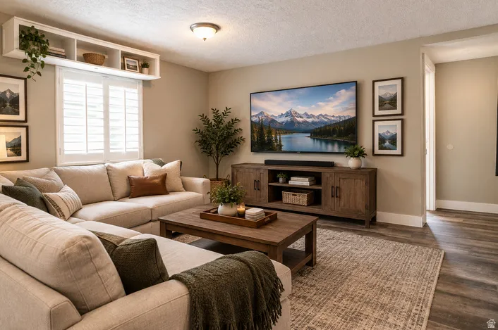 Family room virtually staged.