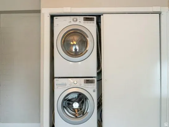 Stacked washer and dryer included in the list price.