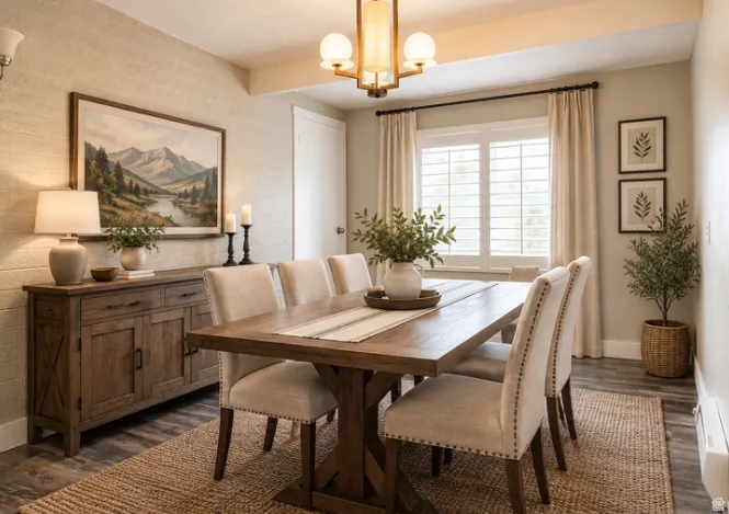 Virtually staged dining room.