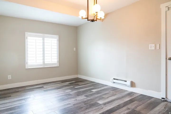 Another perspective of formal dining, in which a large table will fit comfortably.