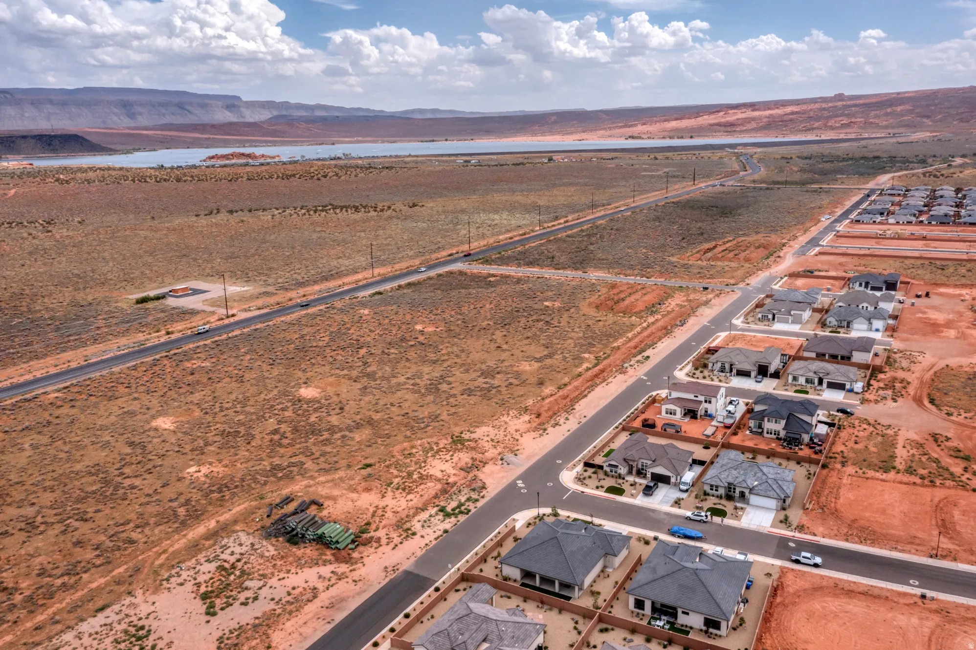 Established residential development with paved streets and sidewalks