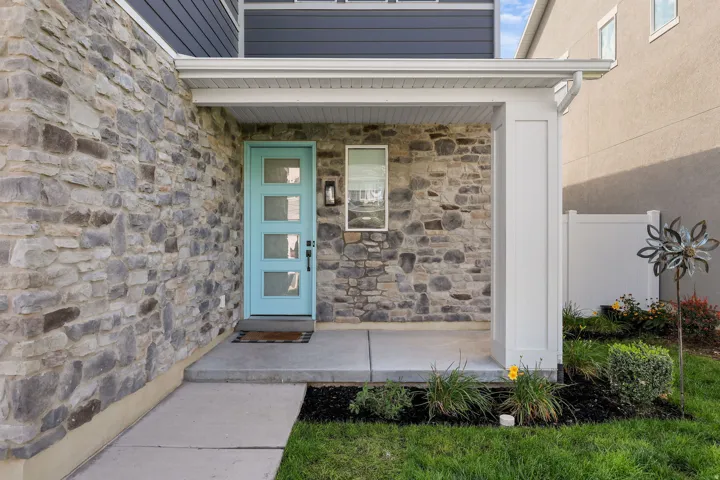 Stone facade with horizontal siding accents