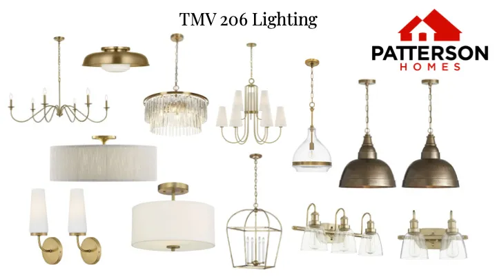 Product Selection. Displaying a range of lighting fixtures for property specification