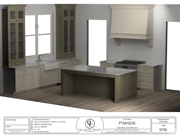 Central island with stone countertops, integrated range with custom hood, farmhouse sink, and cabinet storage