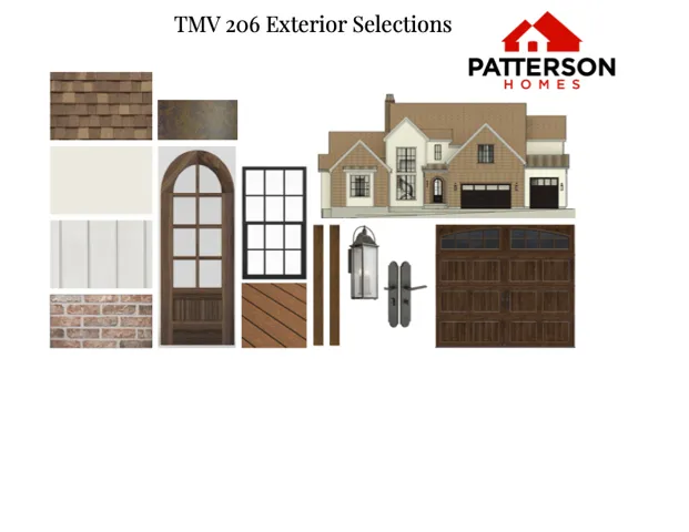 Exterior Selection Sheet. Defining physical finish materials and visual components for the property
