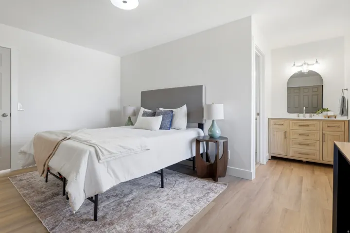 Light wood-finish flooring throughout
