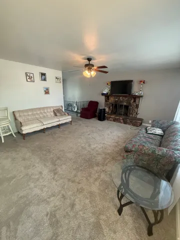 Living room and fireplace