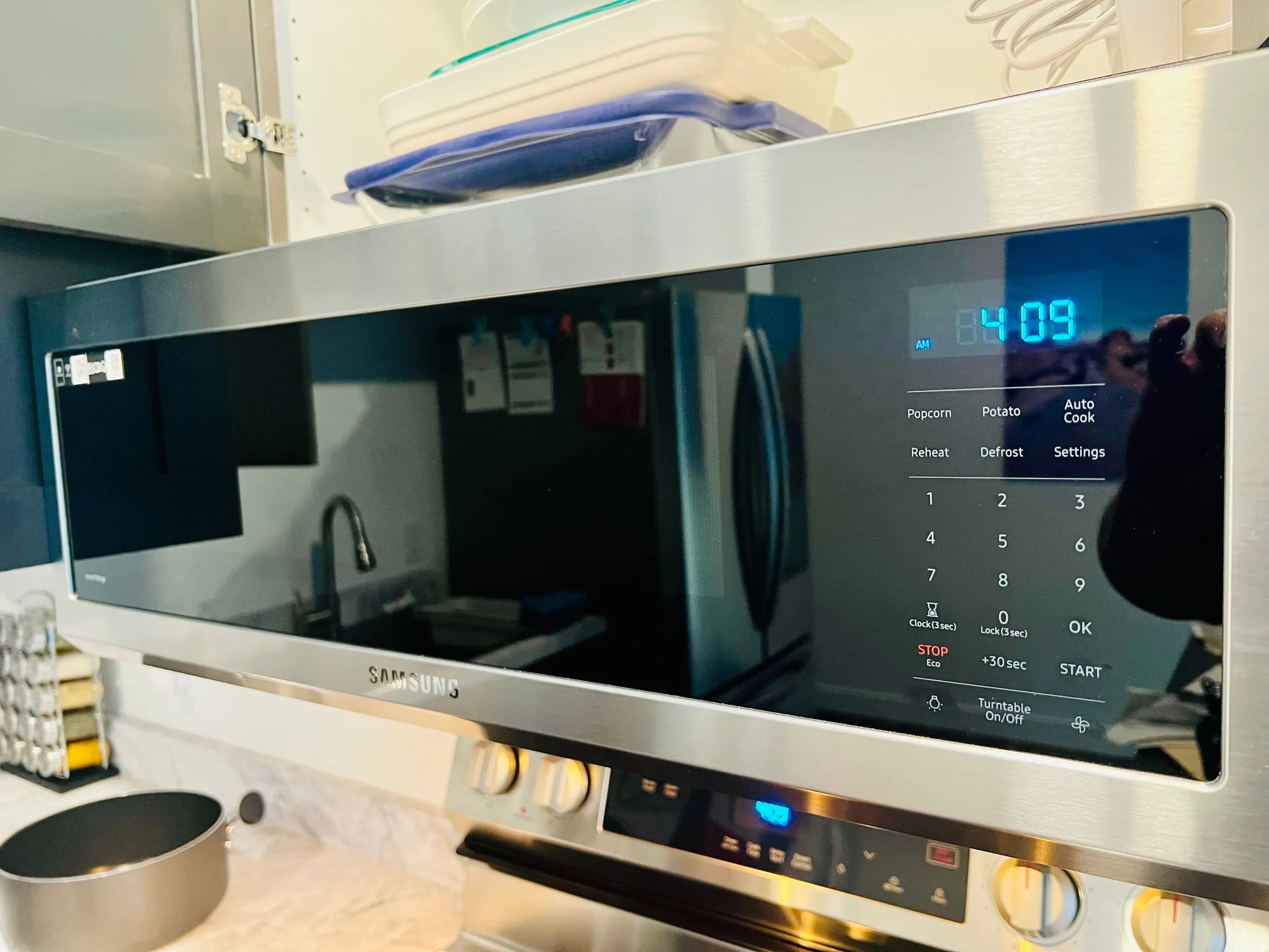 Stainless steel microwave and range