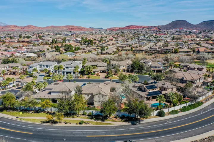 Residential area featuring mature trees, and paved roads