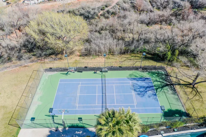HOA Common area and Pickleball court, and integrated basketball hoops