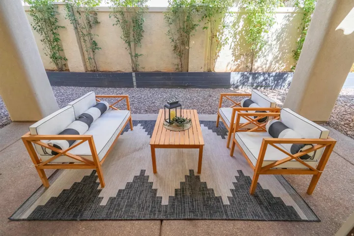 Paved outdoor patio