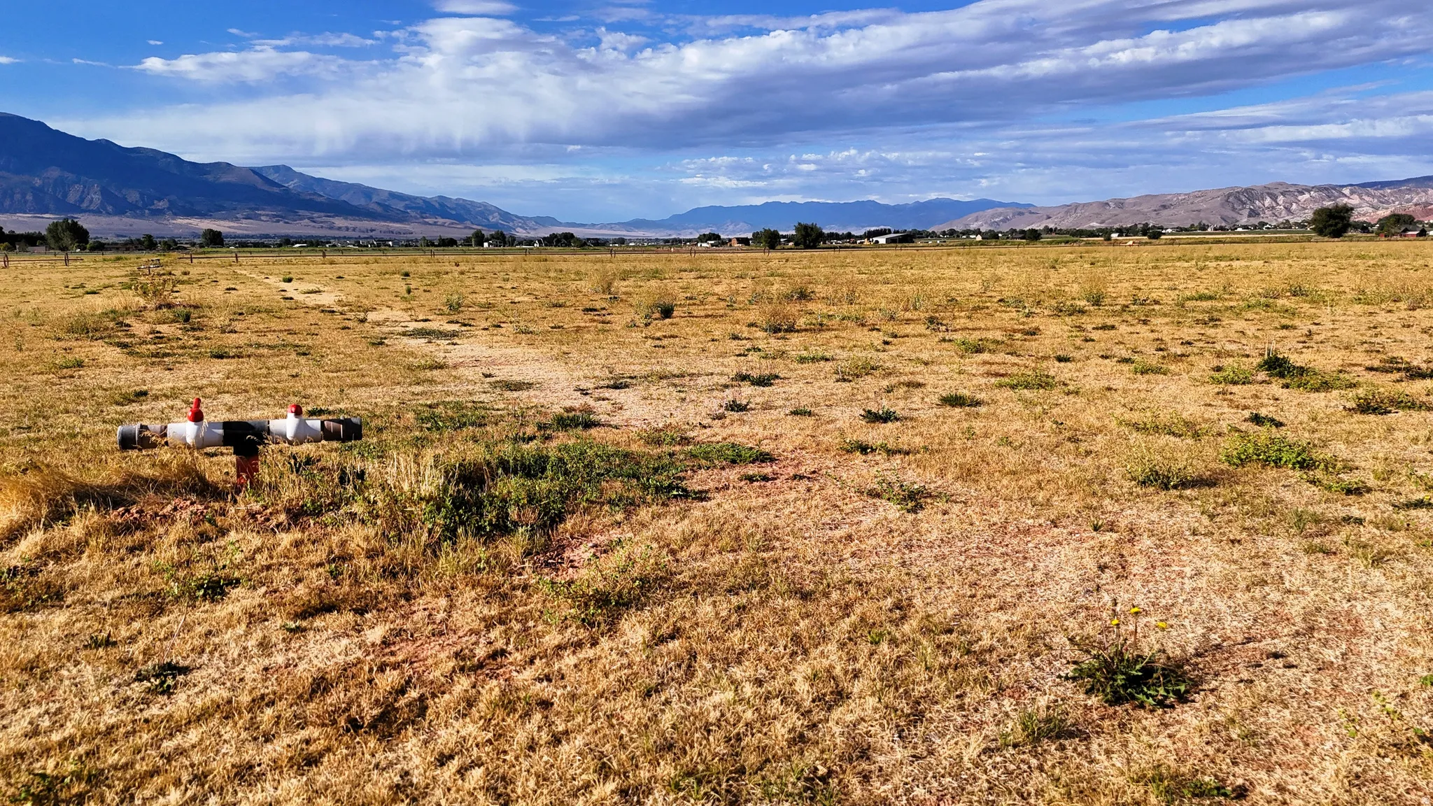 Expansive open terrain with distant mountain ranges and scattered vegetation