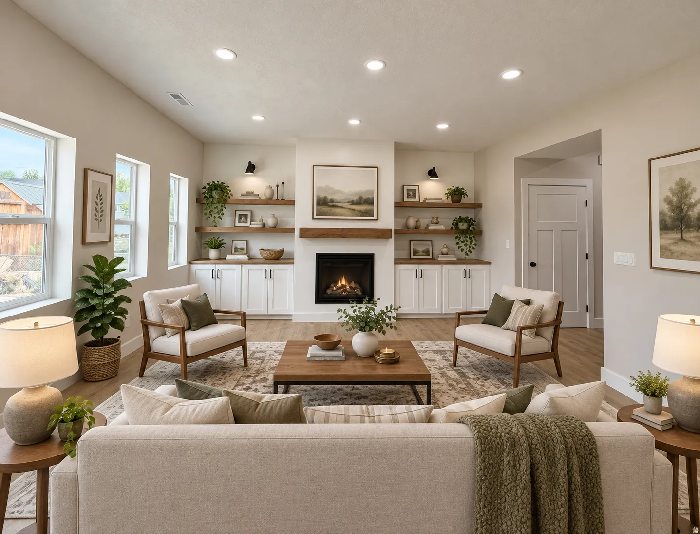 This photo is AI generated to show how furniture would. could be arranged in the space.
