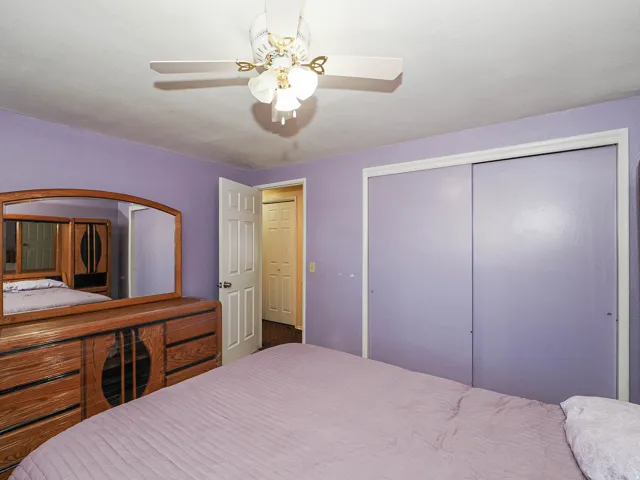 Ceiling fan light fixture and sliding closet doors