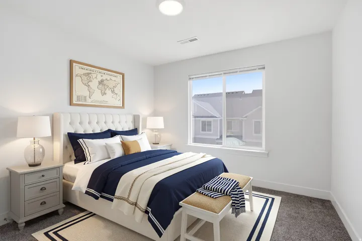 White walls, recessed ceiling lighting