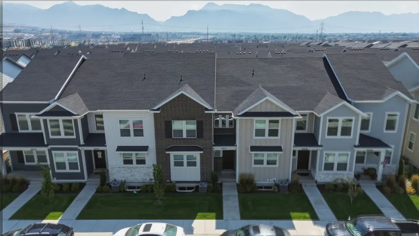 Gabled roofs, accents, and dark shutters